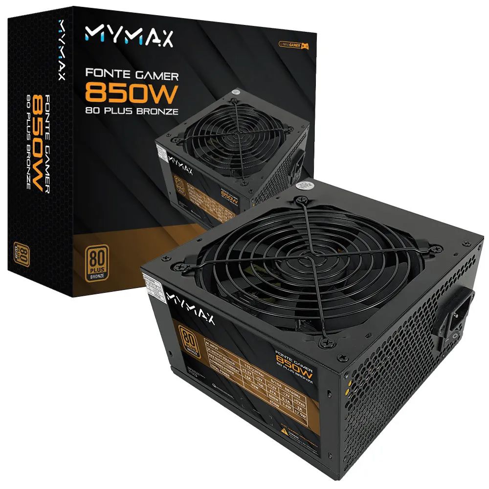 Fonte MyMax ATX 850W 80 Plus Bronze - PFC Ativo (MPSU FP850W)