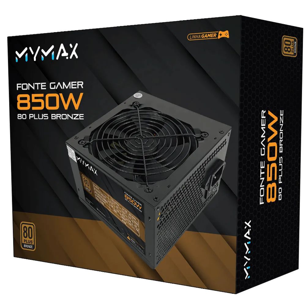 Detalhes de Fonte MyMax ATX 850W 80 Plus Bronze - PFC Ativo (MPSU FP850W)