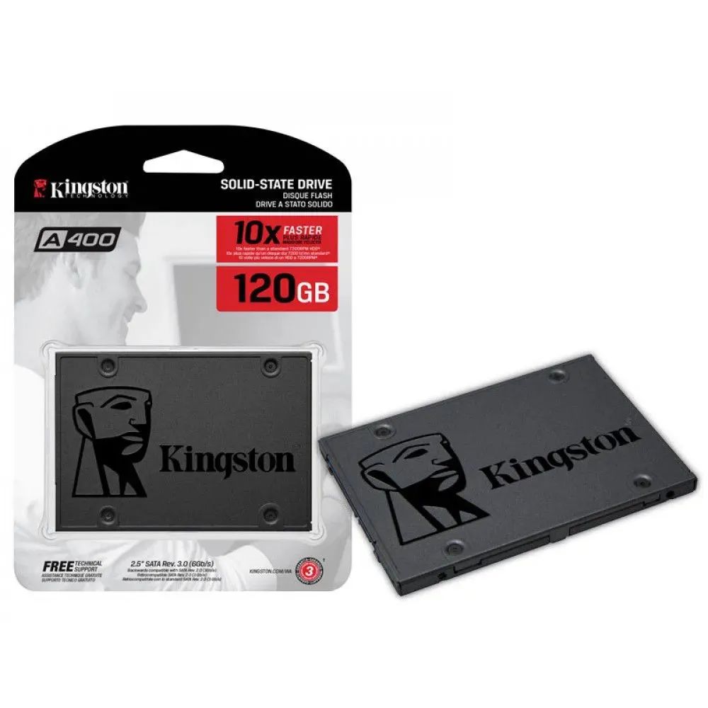 Detalhes de SSD Kingston 120GB A400 SATA 3 Leitura 500MBs SA400S37120G