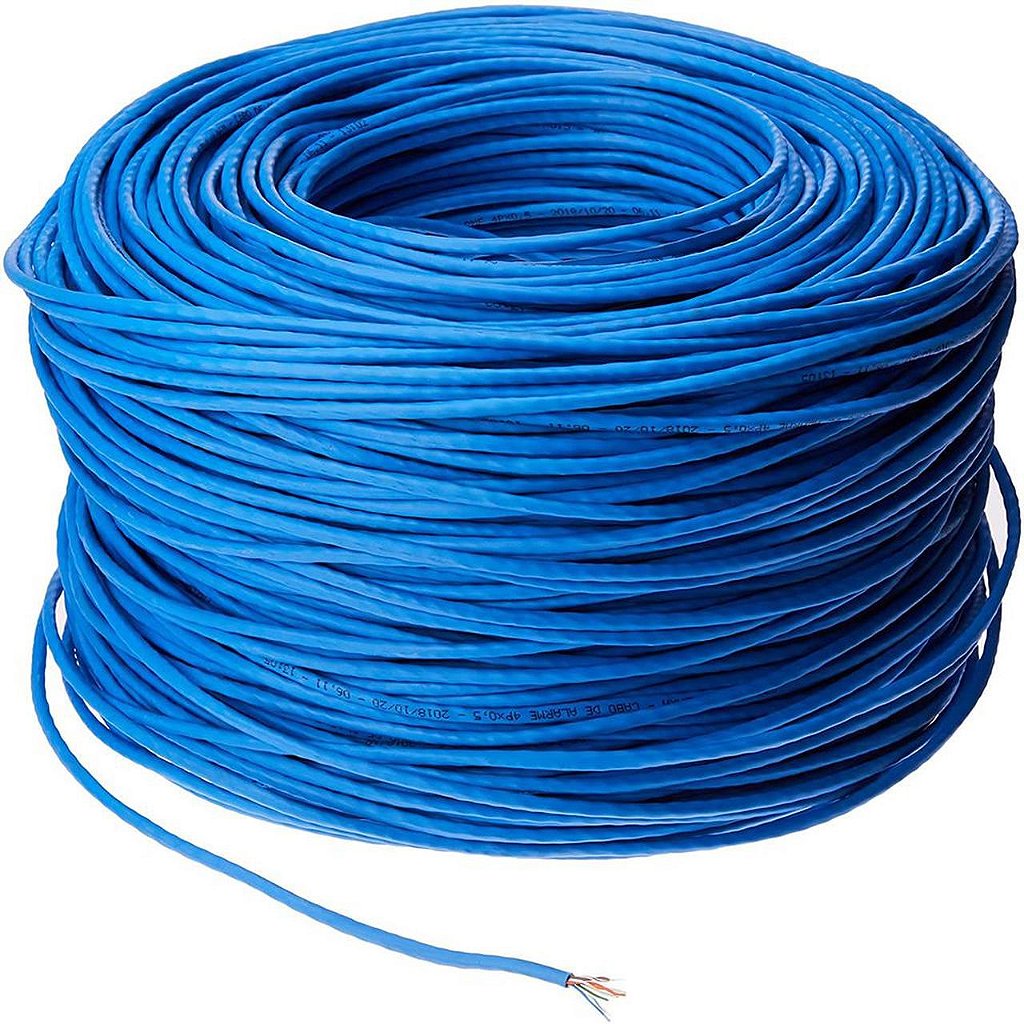 Cabo de Rede 300 Metros CFTV Alarme 24AWG Ultra Alarm Trançado 4 Pares Azul