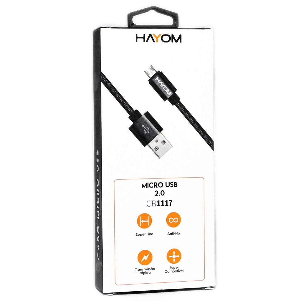 Cabo USB para Tipo-C 1,0M Transmissão rápida Anti-nó Preto - CB1117