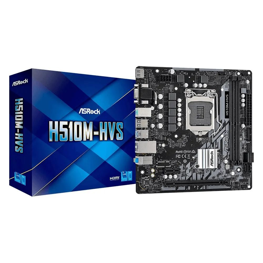 Placa Mãe ASRock H510M-HVS Chipset H510 Intel LGA 1200 mATX DDR4