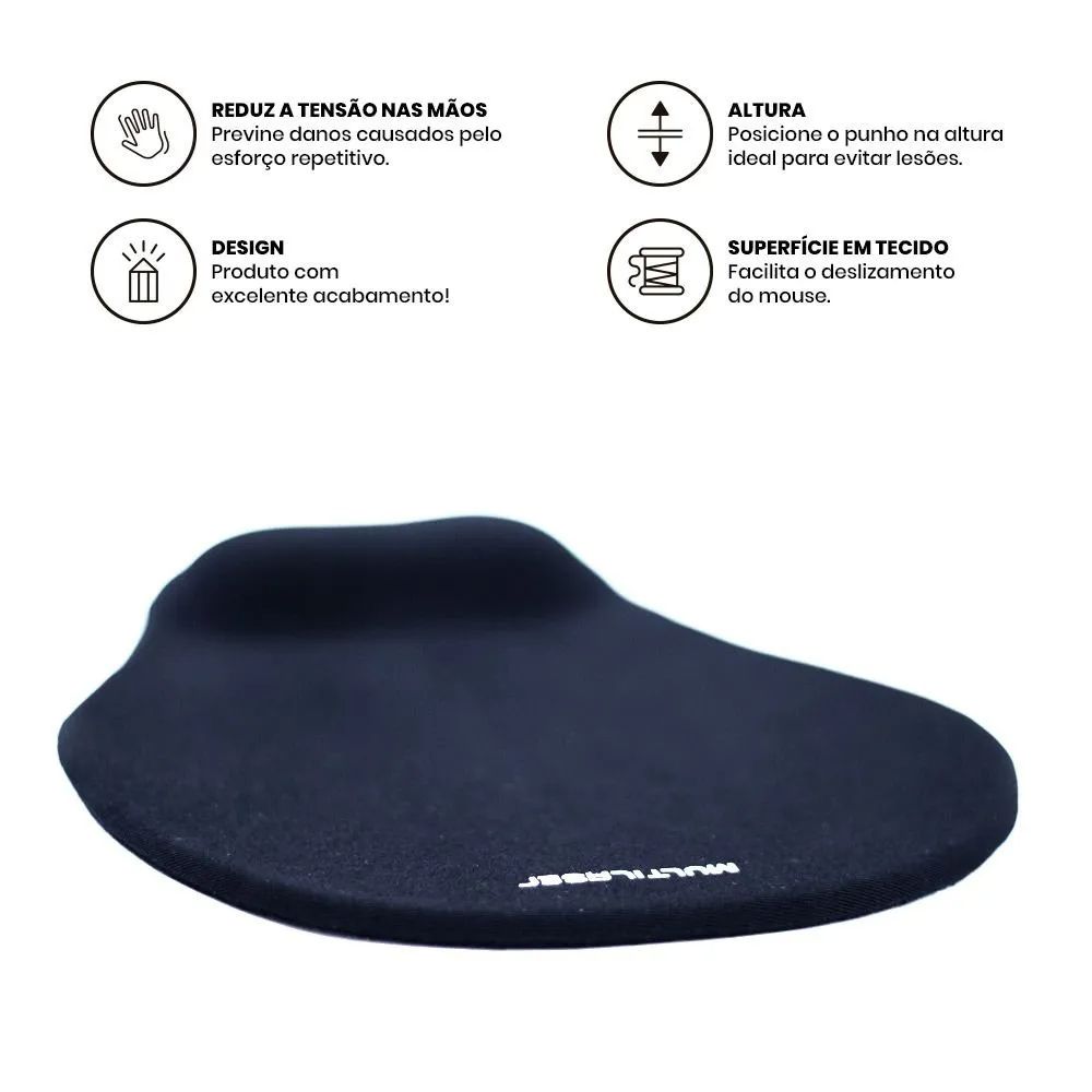 Detalhes de Mouse pad Ergonômico Multilaser AC021