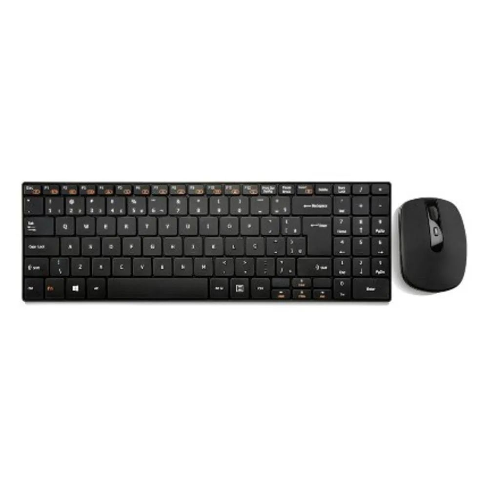Teclado e Mouse Sem Fio Multilaser Multimídia Slim 2.4Ghz ABNT2 Preto - TC202