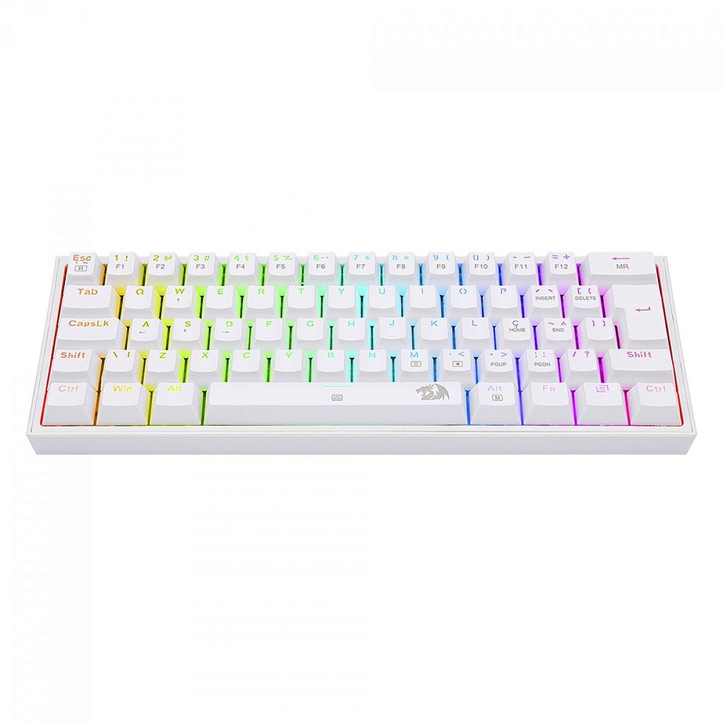 Detalhes de Teclado Mecânico Gamer Redragon Fizz RAINBOW Switch Brown ABNT2 White K617-RGB-W-(PT-BROWN)