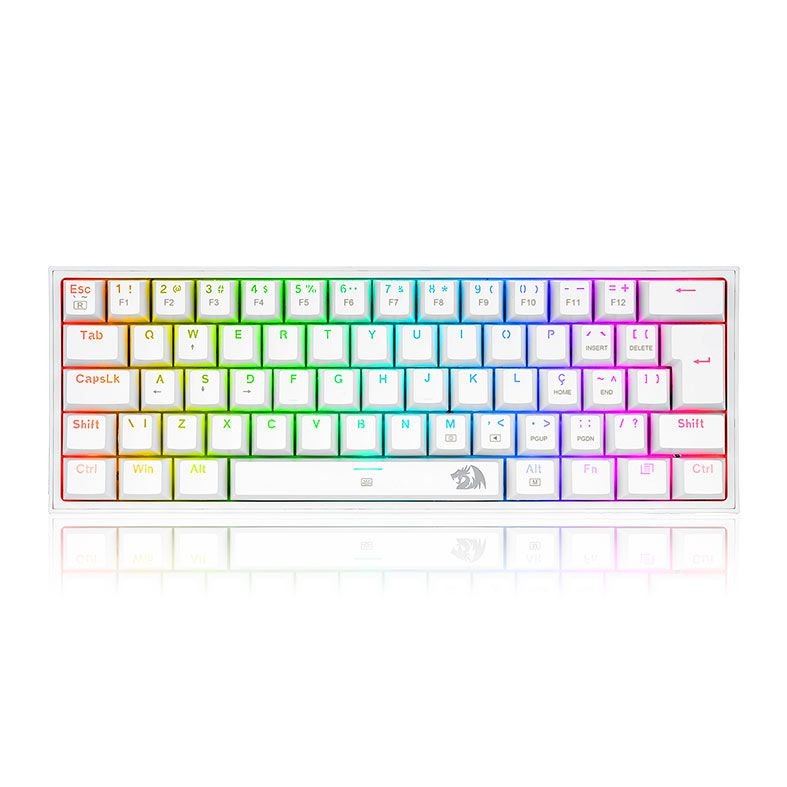 Teclado Mecânico Gamer Redragon Fizz RAINBOW Switch RedABNT2 White K617-RGB-W-(PT-RED)