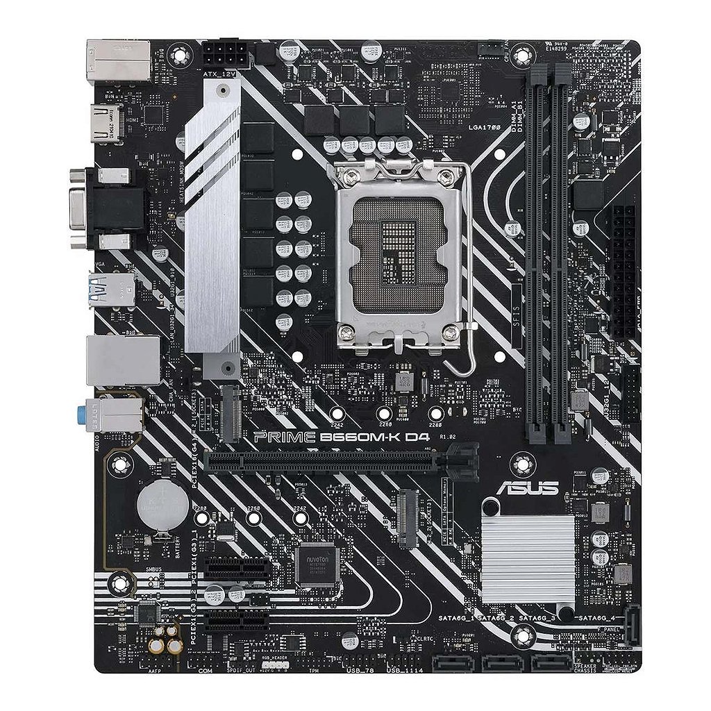 Detalhes de Placa Mãe Asus Prime B660M-K D4 Chipset B660 Intel LGA 1700 mATX DDR4