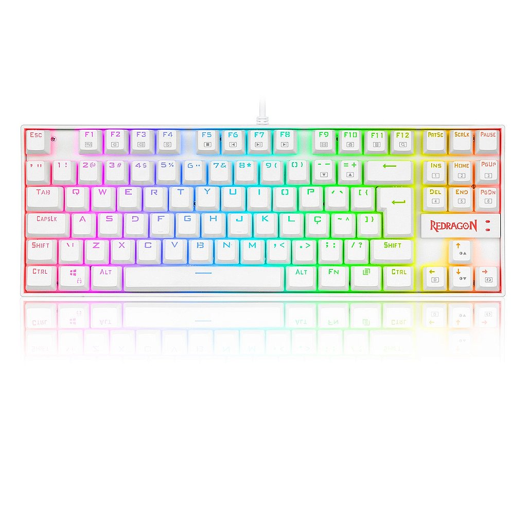 Detalhes de Teclado Magnético Gamer Redragon Kumara Pro RGB Switch Blue ABNT2 Branco - K552W-RGB-PRO (PT-BLUE)