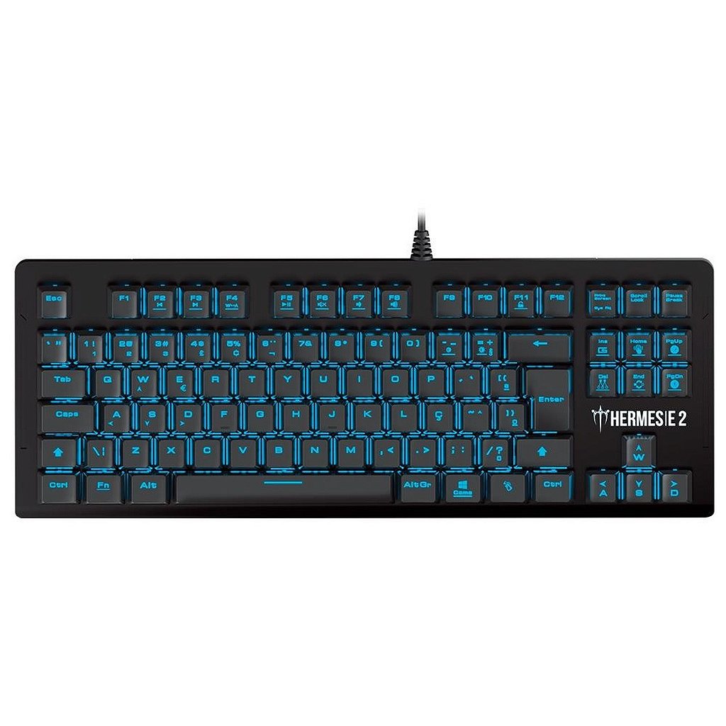 Teclado Mecânico Gamer Gamdias Hermes E2 LED Azul Switch Huano Red ABNT2 Anti-Ghosting Preto - E2 BLUE (BR/RED)