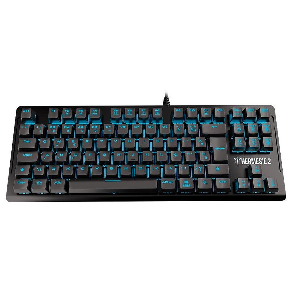 Detalhes de Teclado Mecânico Gamer Gamdias Hermes E2 LED Azul Switch Huano Red ABNT2 Anti-Ghosting Preto - E2 BLUE (BR/RED)