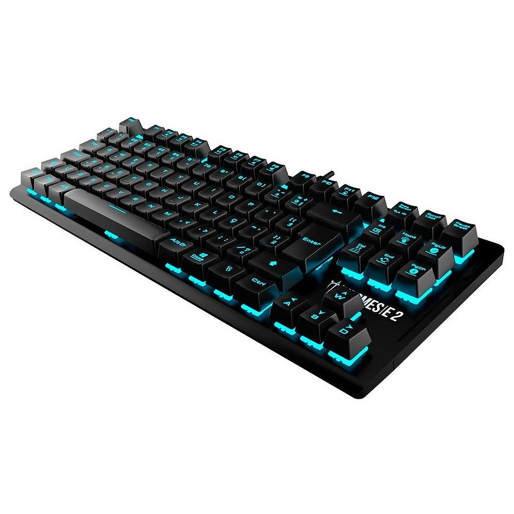Teclado Mecânico Gamer Gamdias Hermes E2 LED Azul Switch Huano Brown ABNT2 Anti-Ghosting Preto - E2 BLUE (BR/BROWN)