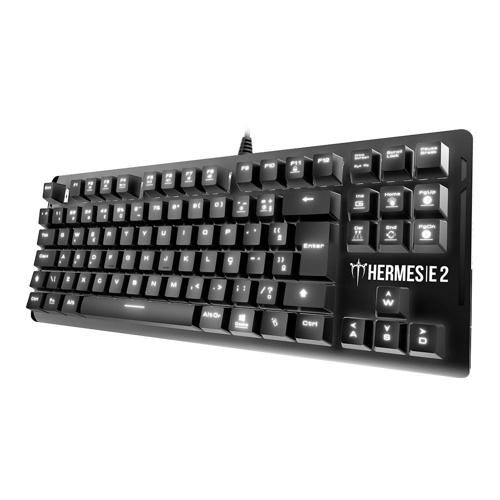 Teclado Mecânico Gamer Gamdias Hermes E2 LED Branco Switch Huano Blue ABNT2 Anti-Ghosting Preto - Hermes E2 (BR/BLUE)