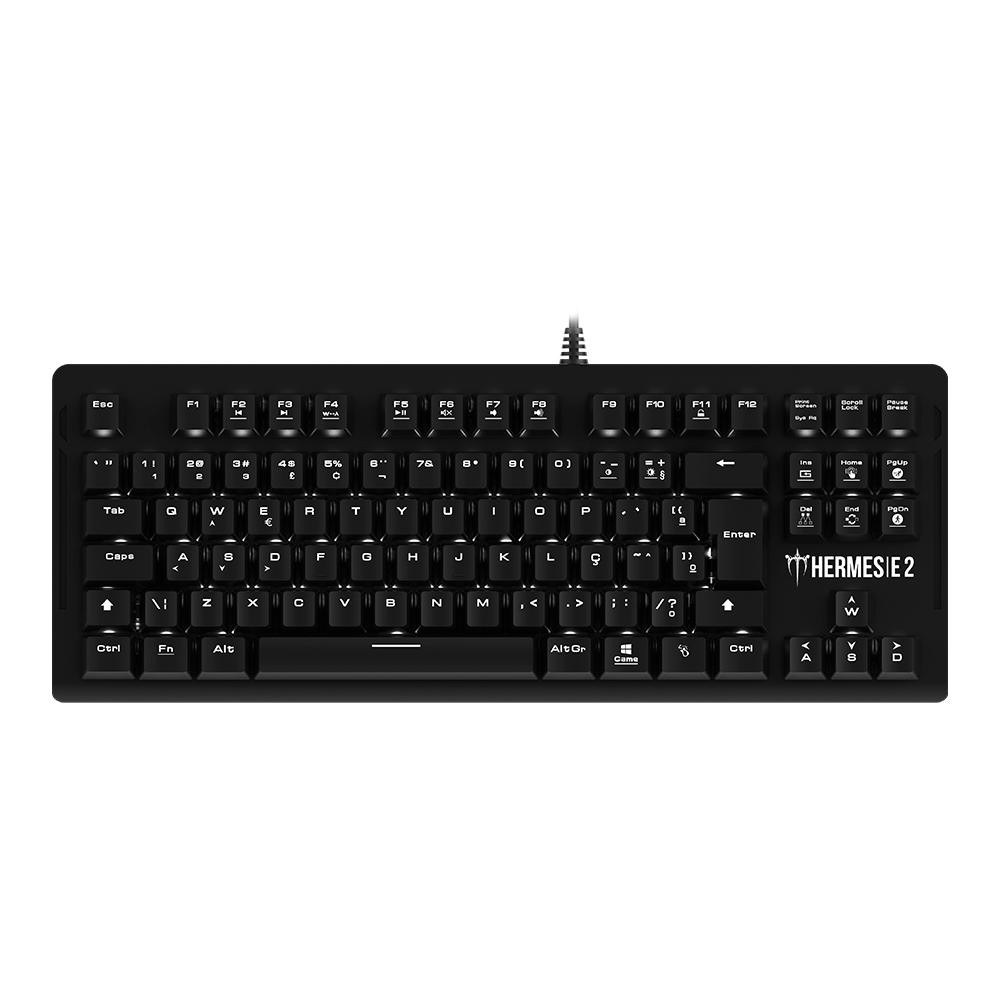 Detalhes de Teclado Mecânico Gamer Gamdias Hermes E2 LED Branco Switch Huano Blue ABNT2 Anti-Ghosting Preto - Hermes E2 (BR/BLUE)