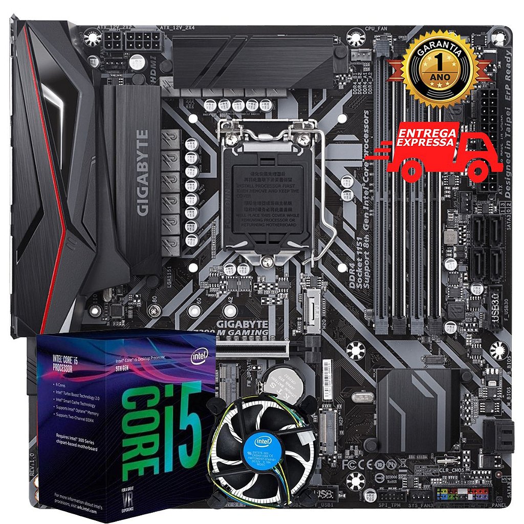 Kit Placa mãe Gigabyte Z390M + Processador intel i5 9400