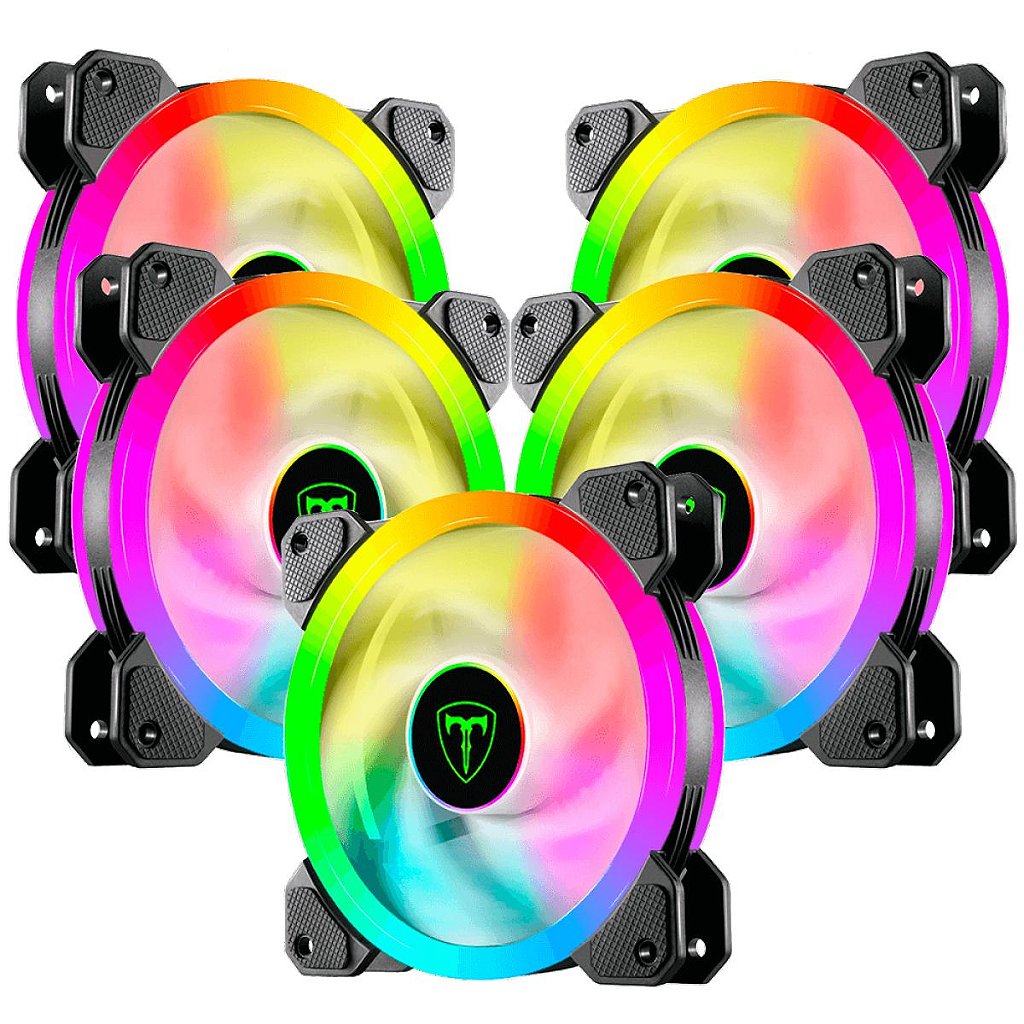 Kit 5 Ventoinha Fan T-dagger 120 Rainbow Preto T-TGF515 RGB