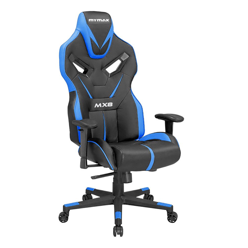 Cadeira Gamer MyMax MX8 Giratória Reclinável 135° Preto/Azul - MGCH-8170/BK-BL