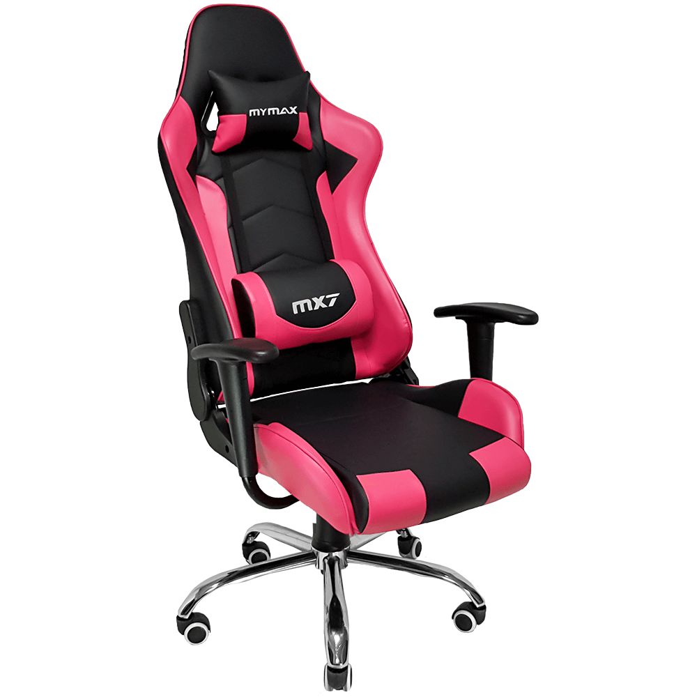 Detalhes de Cadeira Gamer MX7 Giratória Encosto Reclinável Preto/Rosa MGCH-002V1/PK