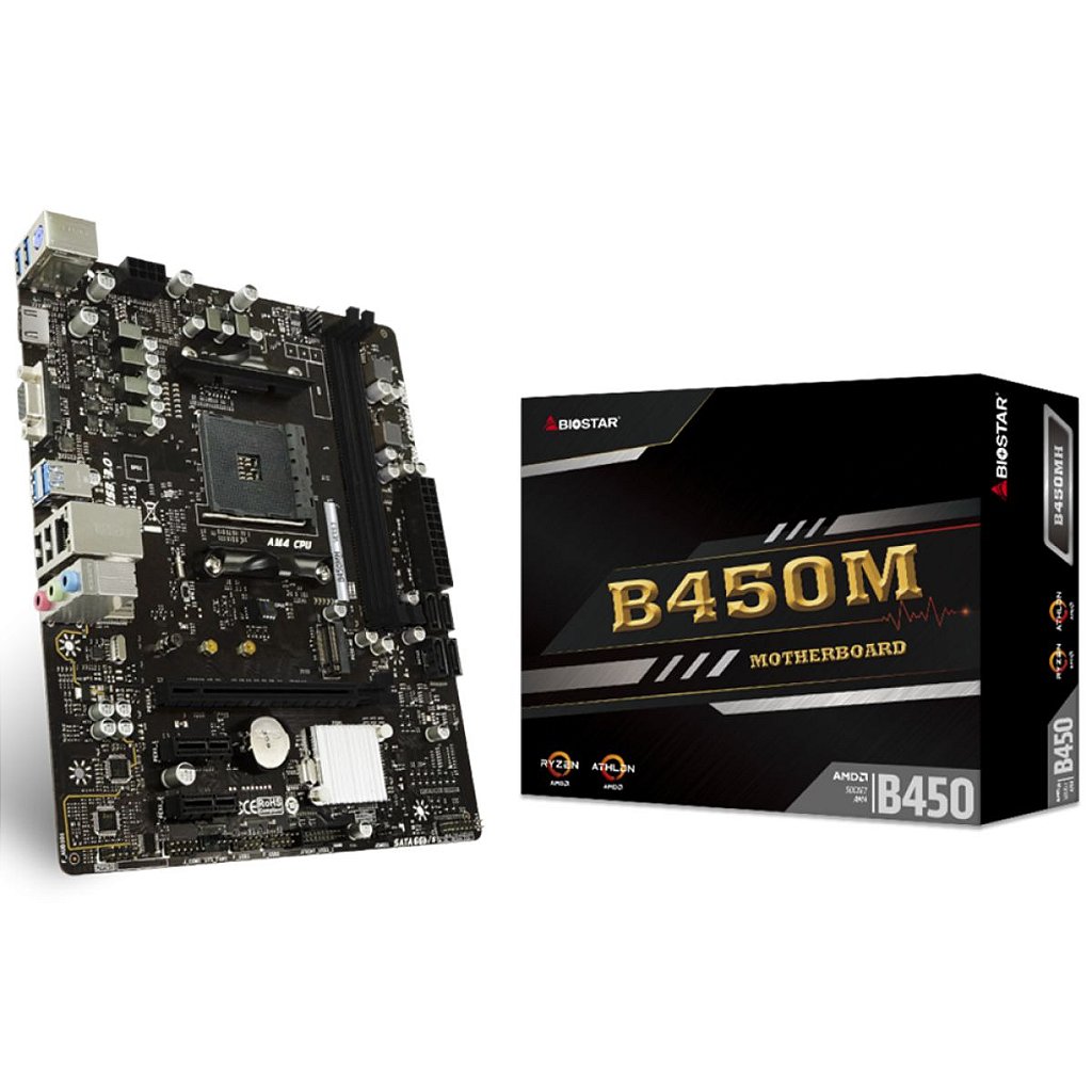 Placa Mãe Biostar AMD B450MH P/ Ryzen AM4 mATX DDR4