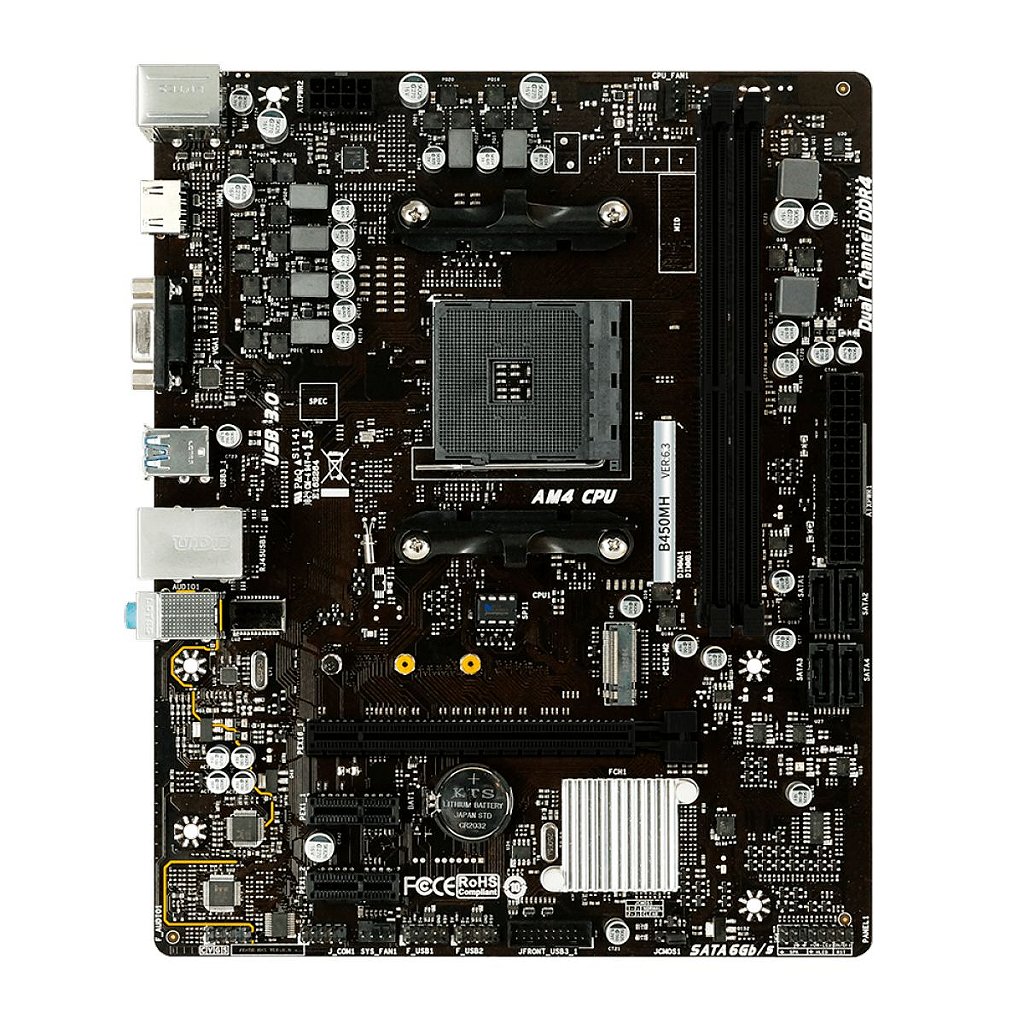 Detalhes de Placa Mãe Biostar AMD B450MH P/ Ryzen AM4 mATX DDR4
