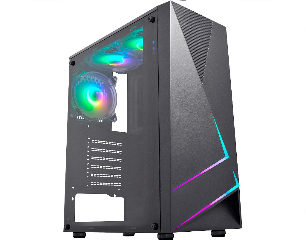 Gabinete K-Mex Gamer Kratos II Led RGB USB 2.0 - CG-45TP