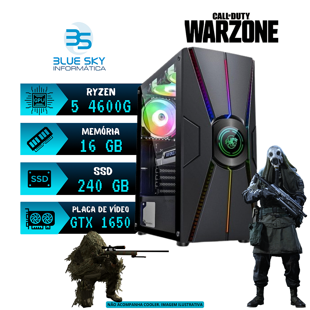 Computador Gamer AMD Ryzen 5 4600G 16GB DDR4 GTX 1650 SSD 240GB