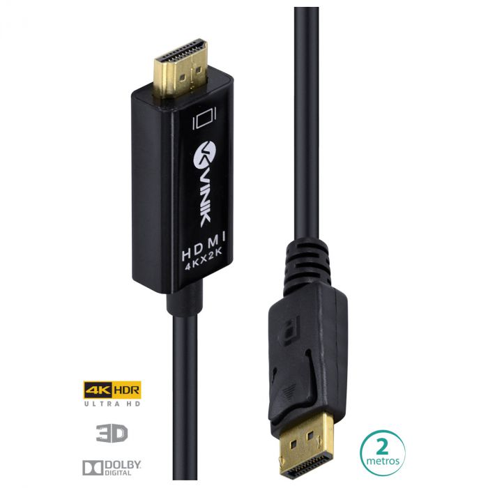 Cabo DisplayPort 1.3 para HDMI 2.0 4K 2Mts Vinik H20DP13-2