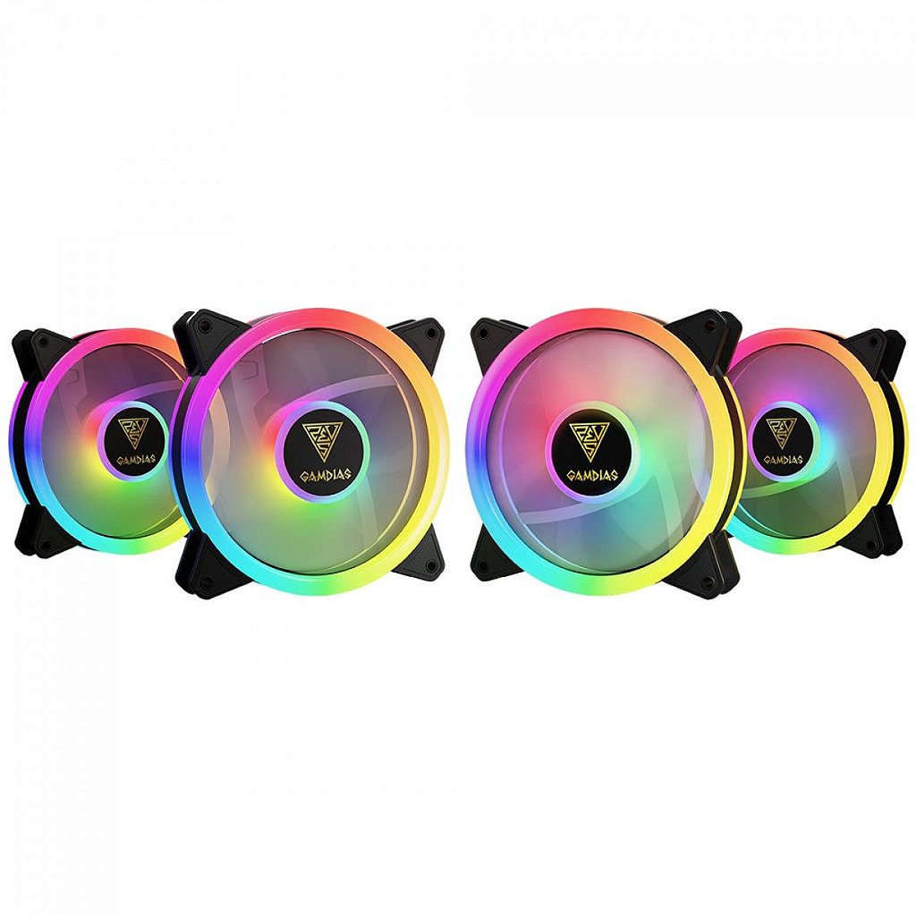 Kit 4 Cooler Fan + Fita LED Controladora Gamdias Aeolus 120Mm Rgb - M2-1204R Elite