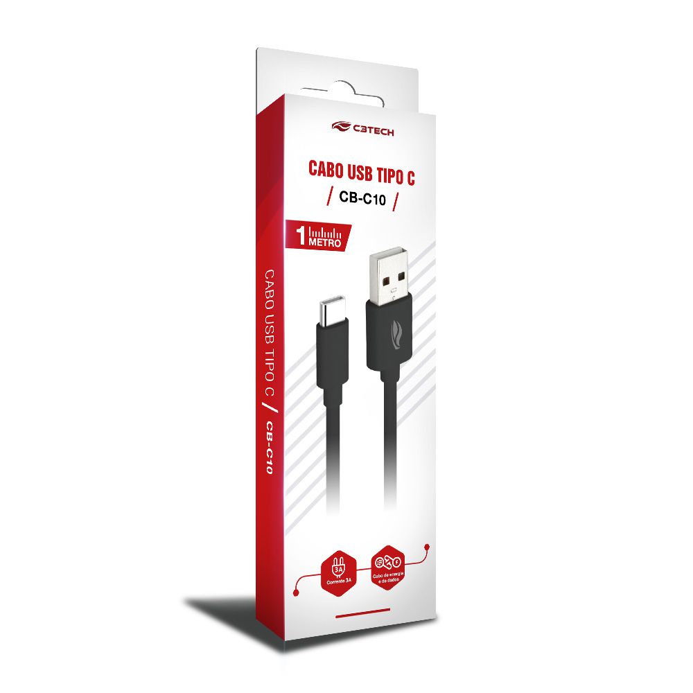 Detalhes de Cabo USB X Tipo-c 1,0m C3 Tech - CBC10BK