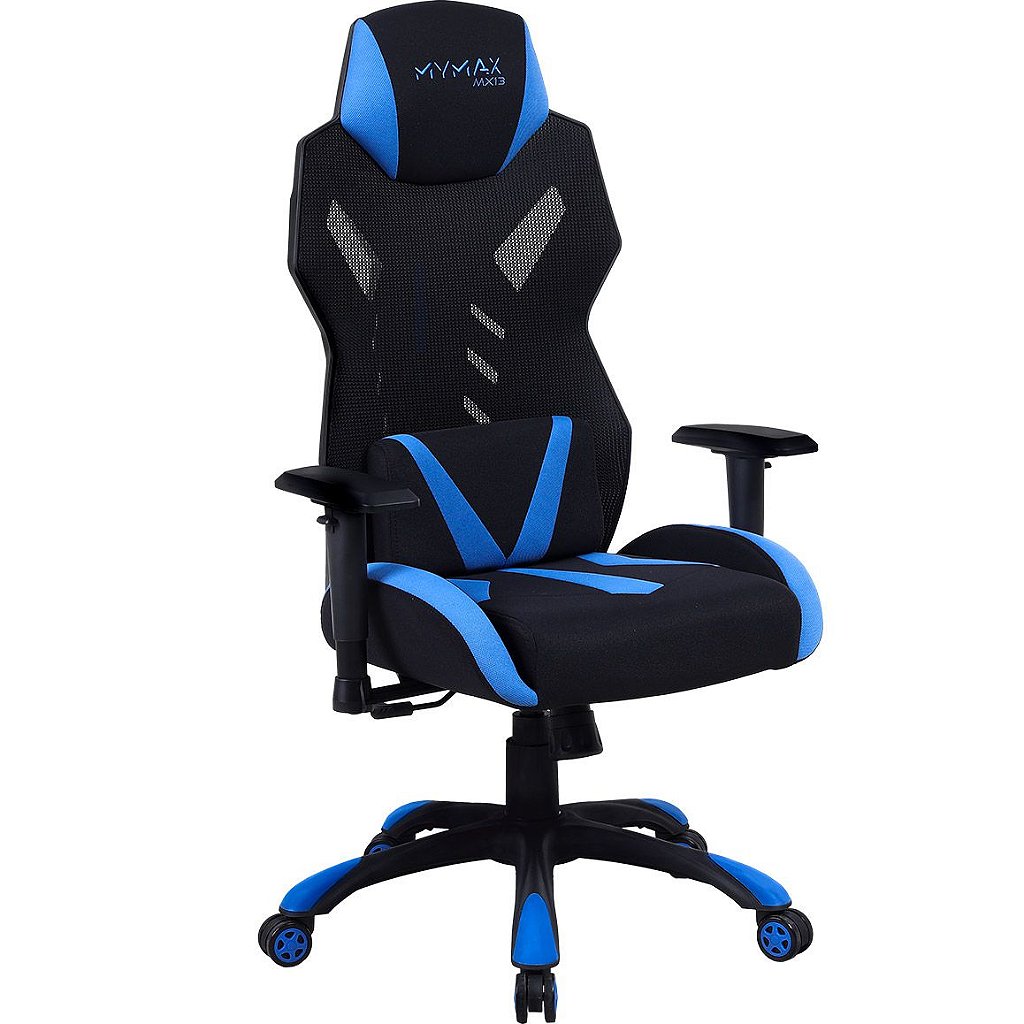 Detalhes de Cadeira Gamer MX13 Giratória Encosto Recl. 135° Preto/Azul