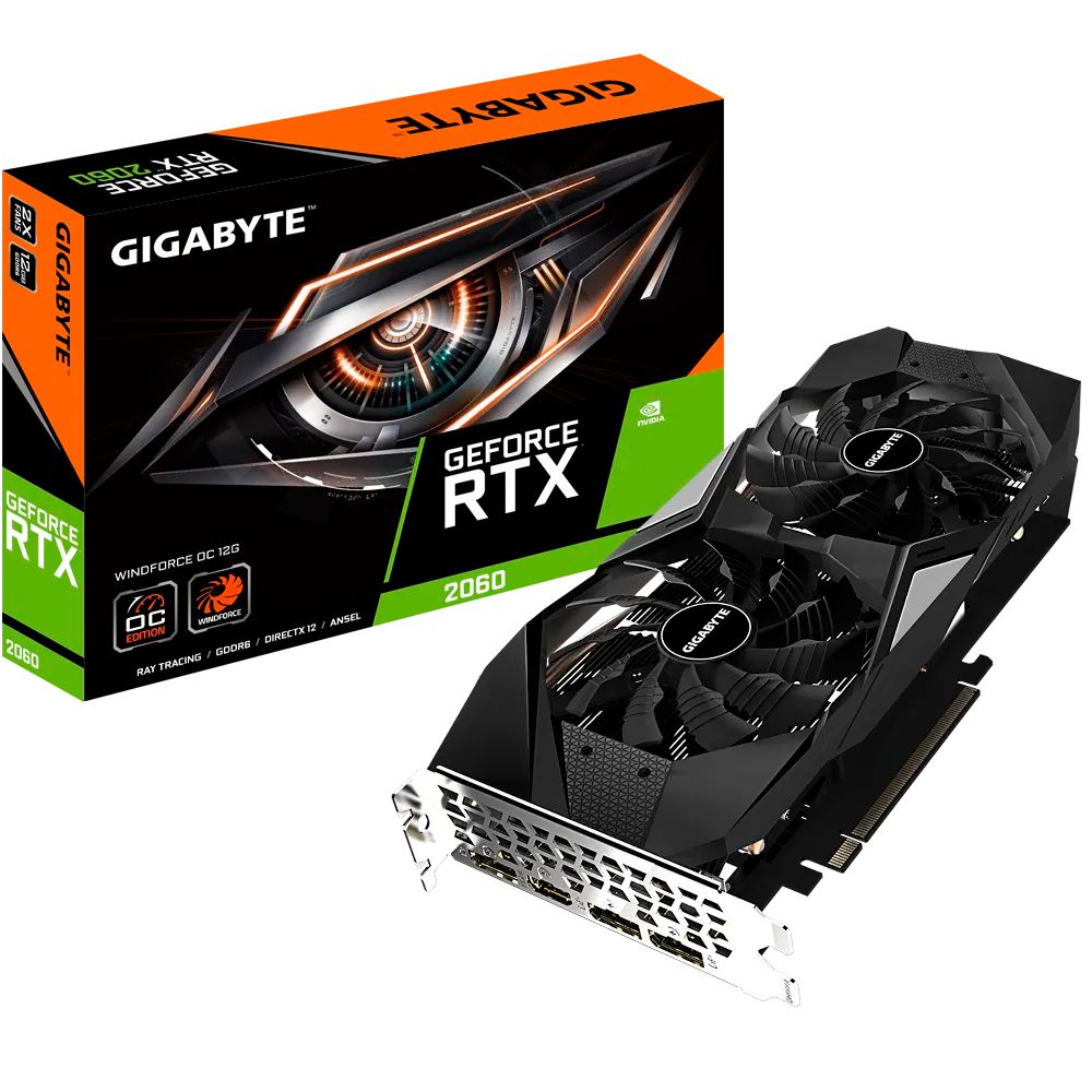 Placa De Vídeo Gigabyte Geforce Rtx 2060D6 12gb Gddr6 192bit