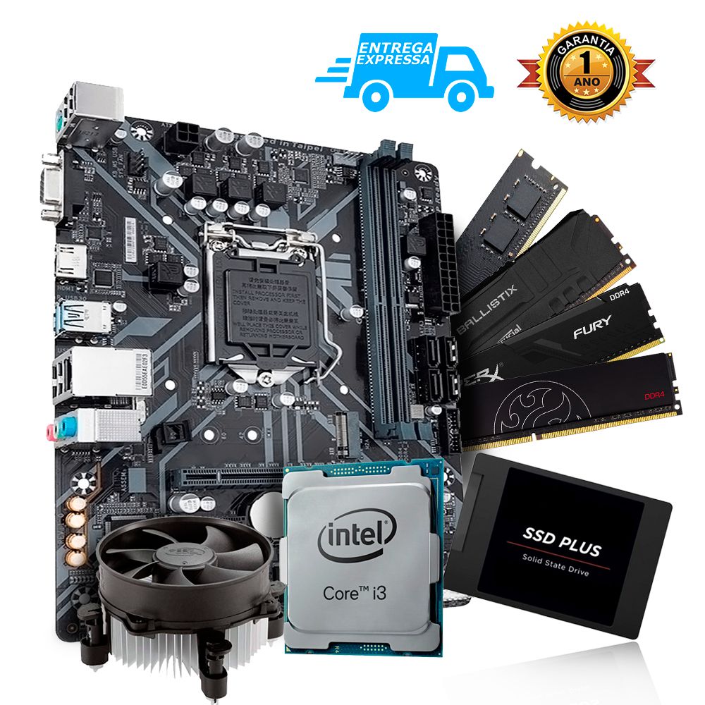 Kit Intel Core I3 3,70Ghz + Placa mãe H81M + 8GB DDR3 + 256GB