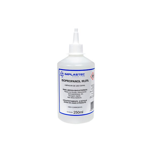 Álcool Isopropílico 250ML c/ bico aplicador Isopropanol 99,8%