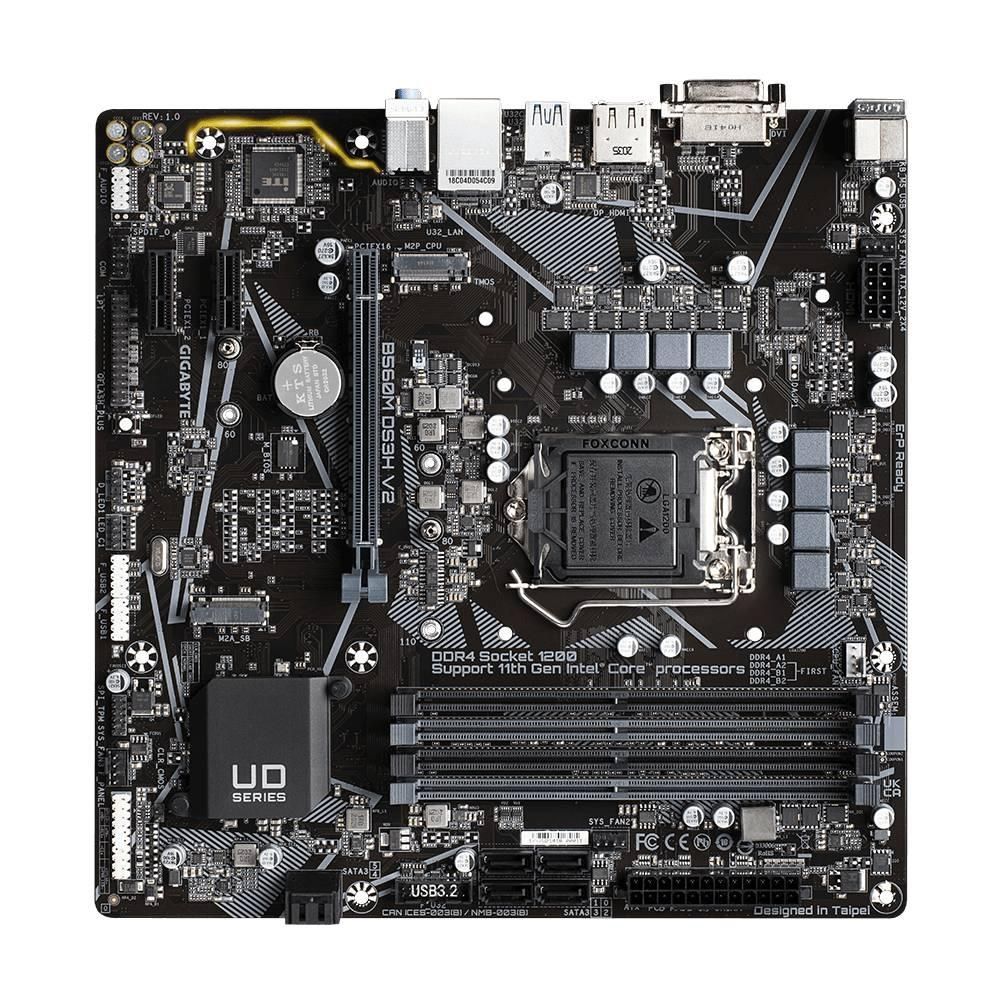 Detalhes de Placa Mãe Gigabyte B560M DS3H V2 LGA1200 10ª/11ªG mATX DDR4