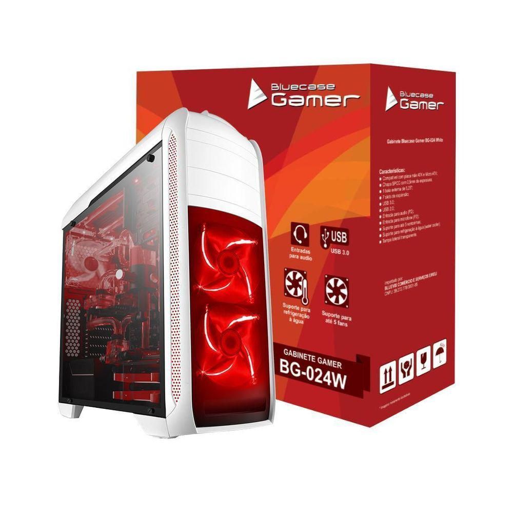 Gabinete Gamer BG-024 Branco Bluecase MidTower USB 3.00
