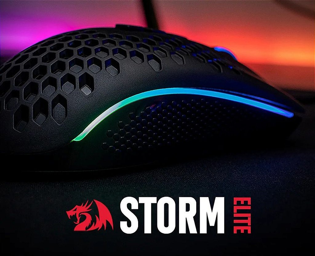 Detalhes de Mouse Gamer Redragon Storm Elite 16000 DPI RGB M988-RGB