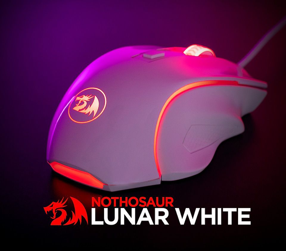 Mouse Gamer Redragon Nothosaur LunarWhite Led Multicor M606W
