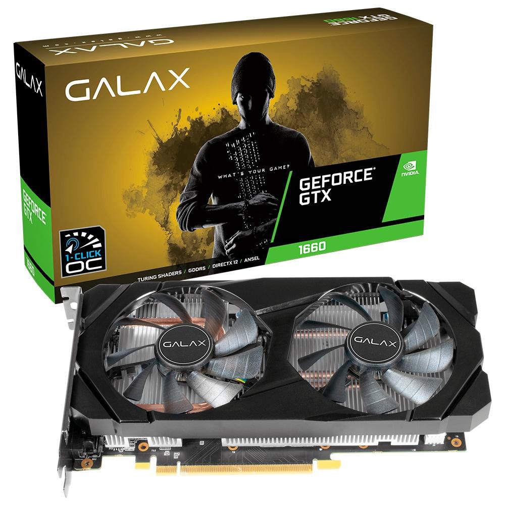 Placa Vídeo Galax Geforce GTX 1660 6GB GDDR5 192Bit 1-Click Dual Fan - 60SRH7DSY91C