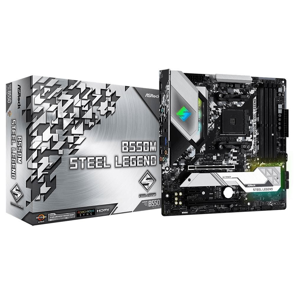 Placa Mãe Gamer ASRock B550M Steel Legend AMD AM4 B550 DDR4