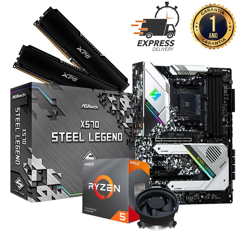Kit Gamer X570 Steel Legend + Amd Ryzen 5 4600G + 16GB 3200