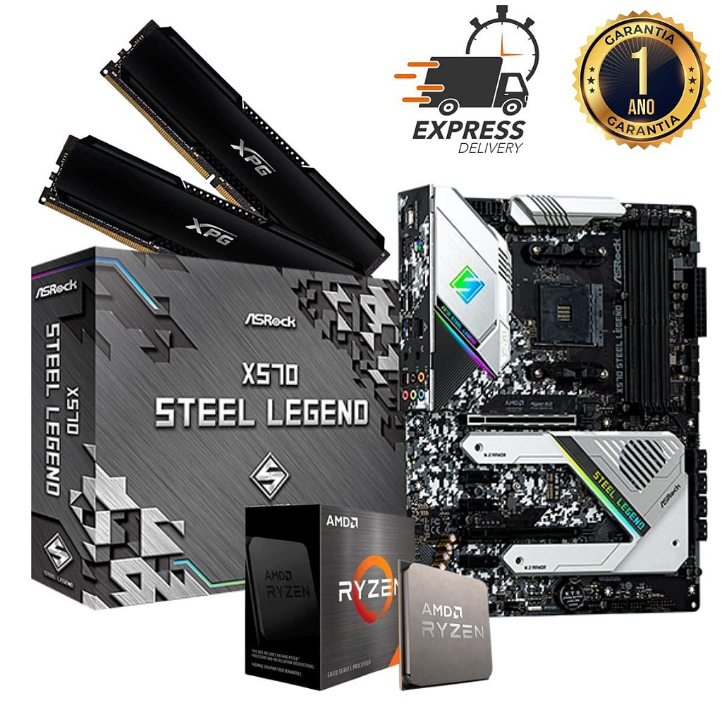 Kit Gamer X570 Steel Legend + Amd Ryzen 7 5700G + 16GB 3200