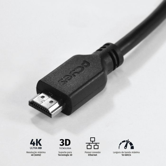 Detalhes de Cabo HDMI 2.0 4K Ultra HD PcYes 5 Metros 3D Ready - PHM20-5