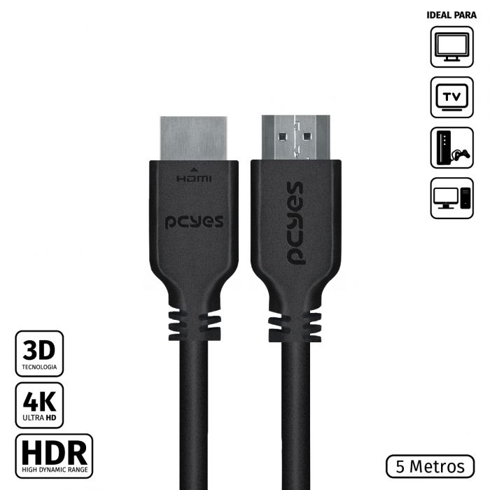 Cabo HDMI 2.0 4K Ultra HD PcYes 5 Metros 3D Ready - PHM20-5
