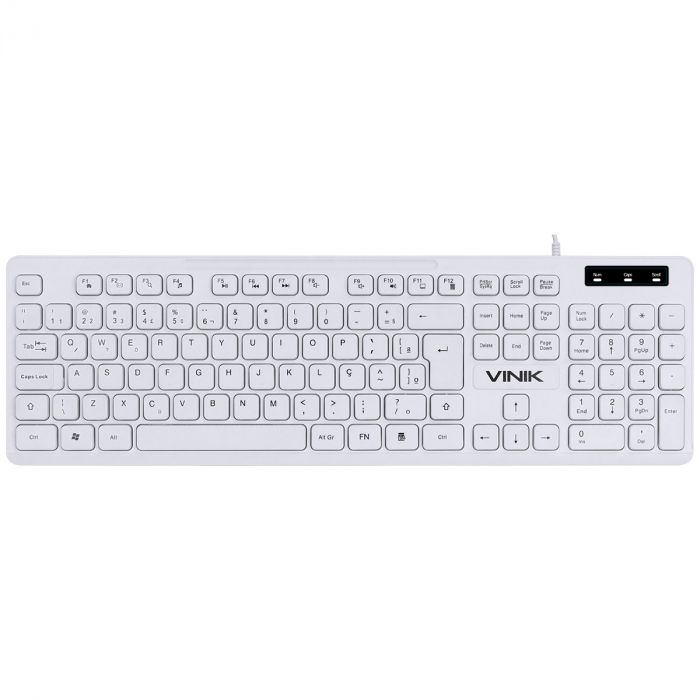 Teclado Múltimídia Vinik Slim Branco Teclas Chocolate TCB200