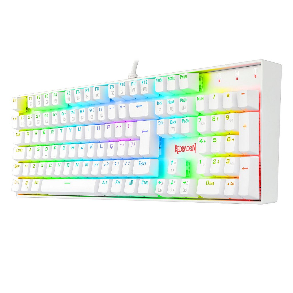Detalhes de Teclado Mecanico Redragon Mitra Lunar White RGB Switch Blue K551W-RGB PT-BLUE