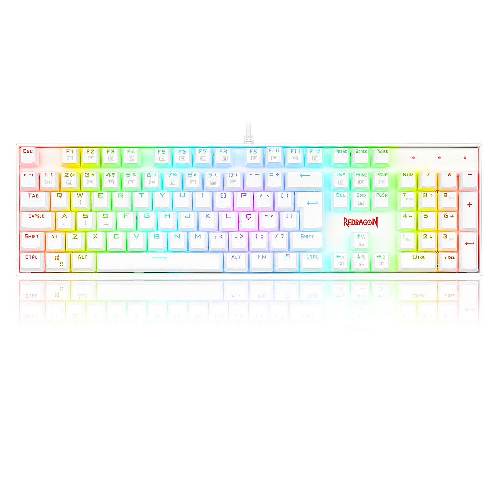 Teclado Mecanico Redragon Mitra Lunar White RGB Switch Blue K551W-RGB PT-BLUE