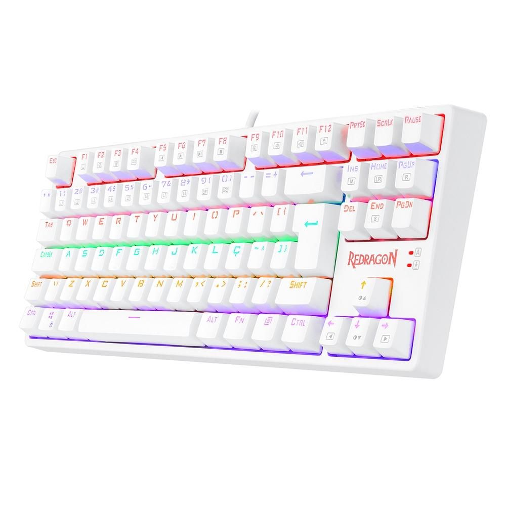 Detalhes de Teclado Mecânico Daksa Rainbow Lunar White Switch Red - K576W-R ABNT2