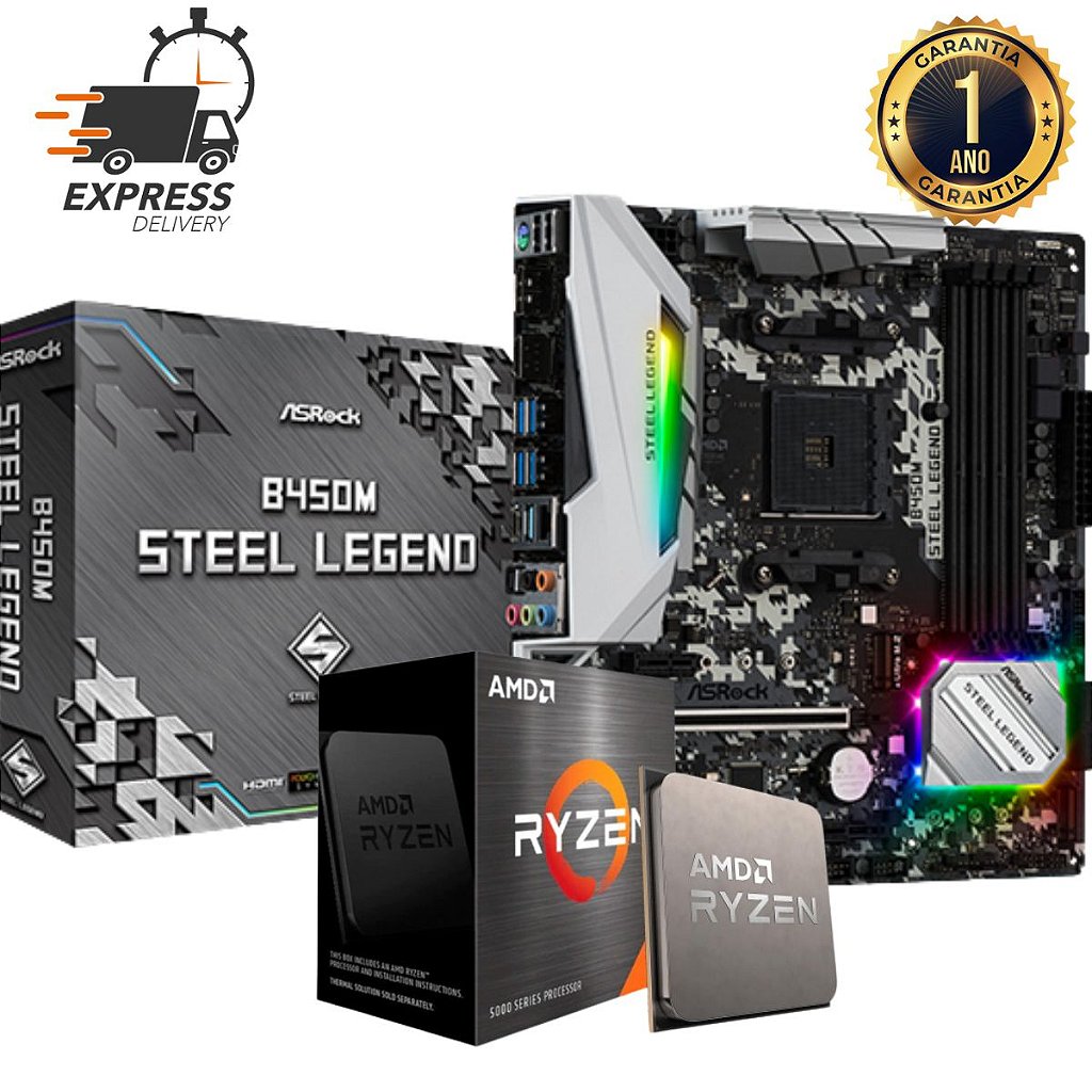 Kit Processador AMD Ryzen 5 4500 Asrock Steel Legend B450