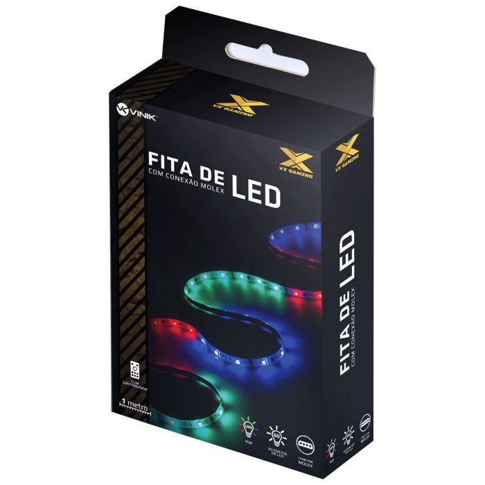 Detalhes de Fita de Led Controlável RGB Para PC 1 Metro 60 Pontos de Led Molex - LRM1
