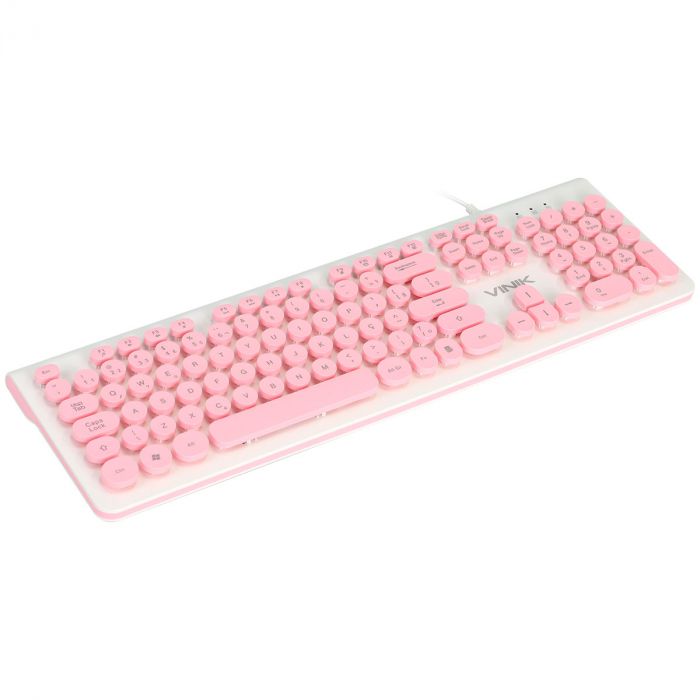 Detalhes de Teclado Retrô USB Multimídia Dynamic Circle ANT2 Rosa DC120R