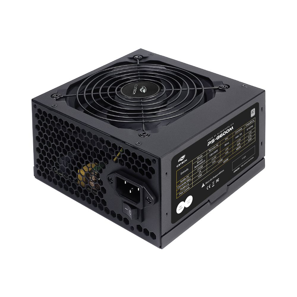 Fonte Gamer atx 600W PS-G600M 80+ White C3 Tech